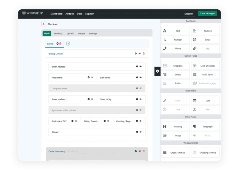 Drag-And-Drop Field Checkout Editor
